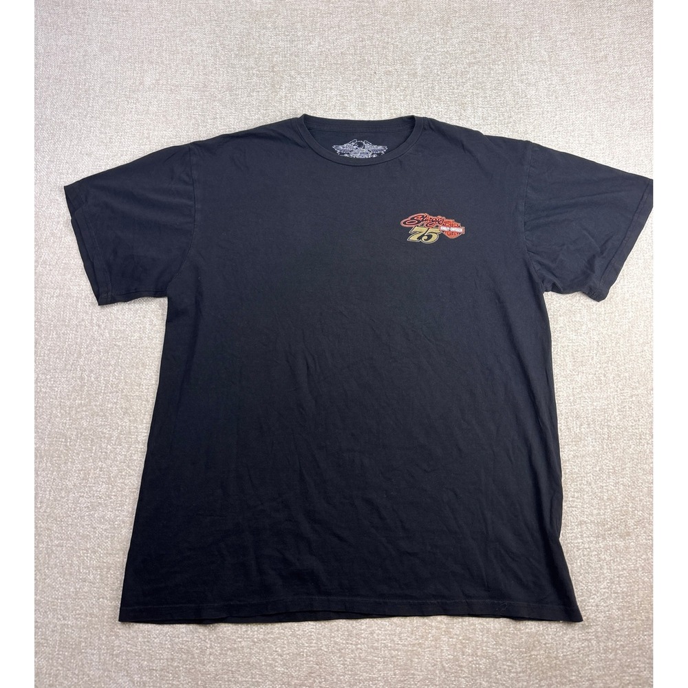 Harley Davidson Sturgis 75 Years 1938-2015 Black Graphic T-Shirt Mens XL